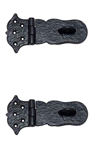 Image of Adonai Hardware inchParan inch Antique Cast Iron Hasp & Staple (6 Inch x 2 Pack, Black Powder Coated) for Vintage Pirates Treasure Chest, Trunk, Wooden Jewelry Box, Cases, Furniture and Sheds