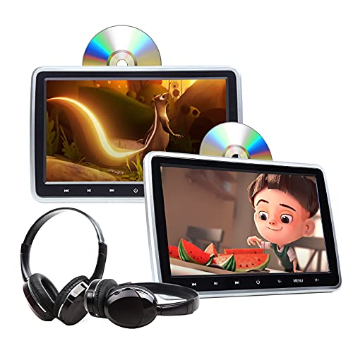 2021 Newest Headrest DVD Player 10.1 Inch DVD Player Universal Vehicle Headrest Monitor Portable DVD Player for Kids Dual Screen Headrest DVD Player Digital Touch Button HDMI-C1100B