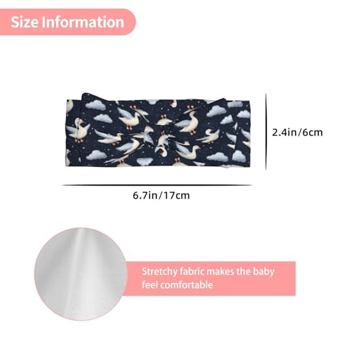 Blue Wing Goose Print Baby Girl Bows Headbands Baby Girls Newborn Headbands Infant Toddlers 0-6 Months3