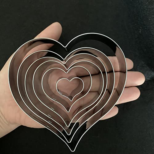 Heart Cookie Cutter Set-6 Pieces-4.25" 3.5" 3.0" 2.5" 1.7" 0.95"-Cookie Cutters Fondant Biscui Cutters For Valentines Day #TOP2