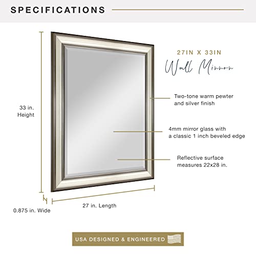 Mcs 22X28 Inch Ridged Mirror, 27X33 Inch Overall Size, Silver (20580) #TOP2