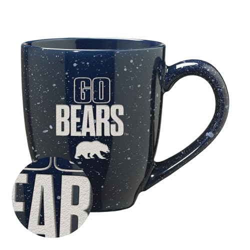 Rico Industries NCAA Cal Berkeley Golden Bears Go Bears 16 oz Team Color Laser Engraved Speckled Ceramic Coffee Mug