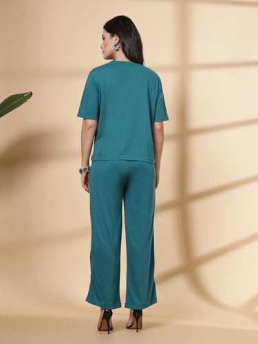 Image of CHKOKKO Casual Co ord Set For Women Stylish Summer Wear Cord Half Sleeves Round Neck Track Suit Coords Travelling Outfit Western Ladies Co ords