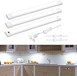 WOBANE Luz Led Cocina Bajo Mueble, 3 * 30cm Regulable Barra Luz Armario con Sensor sin Contacto, Luces Cocina Debajo Mueble con Enchufe, Luz Led Adhesiva para Gabinete,Estanteria, Blanco Frío 6000K