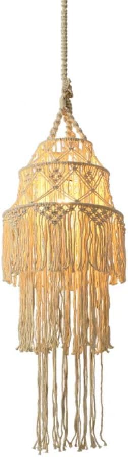 Plafonnier maison salon bohême en franges de coton D40