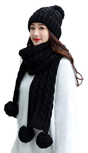 Bienvenu Women's Scarf and Hat 2pcs Set Knitted Warm Skullcaps Thicken Beanie Cap