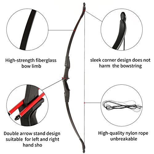 Toparchery Archery 57 Inch Takedown Youth Recurve Bow Hunting Black Long Bow For Beginner Teenagers Right Left Hand Black thumb #2