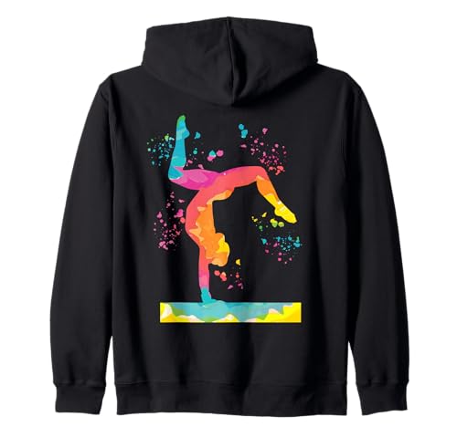 Ginnasta su Balance Beam Ragazze Bambini Ginnastica Artistica Felpa con Cappuccio