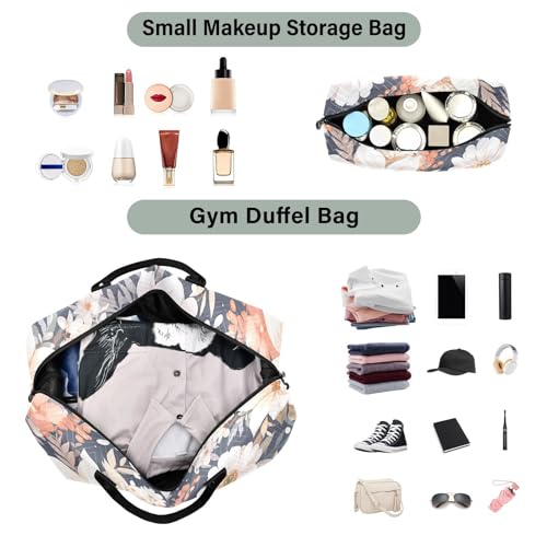 Large Travel Duffel Bag, Drawing Flower Sports Tote Gym Bag, Shoulder Weekender Overnight Bag for Women Men, Carry On Luggage with Toiletry Bags4