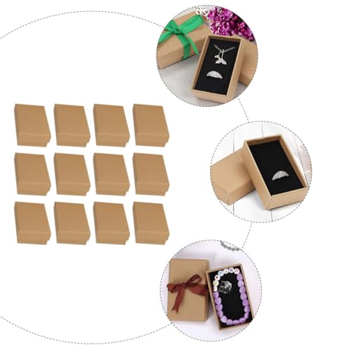 Boîte à Bijoux en Papier Kraft Pratique avec Doublure Éponge Protectrice