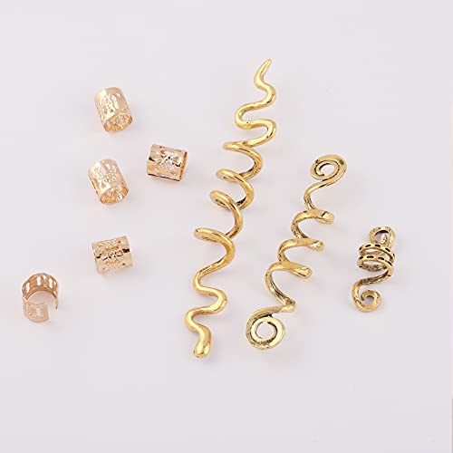 Frdtluthw 18Pcs Hair Accessories Loc Hair Jewelry For Women Braids, Dreadlock Beads Metal Hair Clips Decoration Gold(Multiple Styles)-Style4 thumb #7