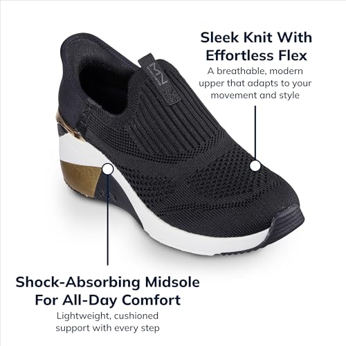 Skechers Skechers Women's A-Wedge-Crecent Hands Free Slip-ins Sneaker, Black, 7