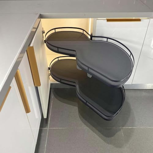Tyyckj Organizador Extraíble Para Esquina Ciega De Gabinete De Cocina, Bandeja Oscilante De 2 Niveles Para Gabinetes De 36 Pulgadas 900 Mm, Estantes Dobles Giratorios Apertura Izquierda Y Derecha