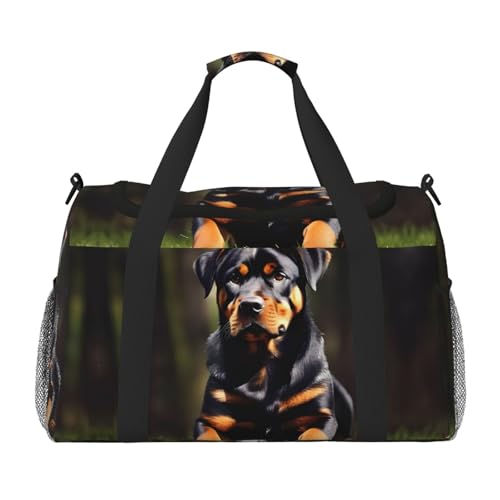 Sac de sport Rottweiler avec grand imprimé graphique noir One Size