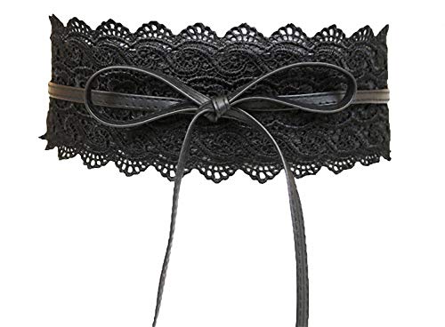 Ulalaza Women's Waist Belts Soft PU Leather Cinch Belt Self Tie Wrap Around Obi Waist Band Boho Belt Wide Waistband