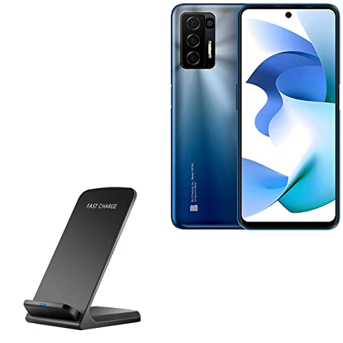BoxWave Charger Compatible with BLU F91 5G - Wireless QuickCharge Stand (10W), No Cord; no Problem! Charge Your Phone with Ease! - Jet Black