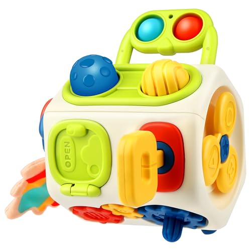 Image of Vanmor 10-in-1 Busy Cube for 18+ Months Toddlers - 8-Sided Montessori Sensory Activity Cube with Fine Motor Skills Learning, Travel Fidget Toys for Airplane Car Seat, Gift for Boys Girls
