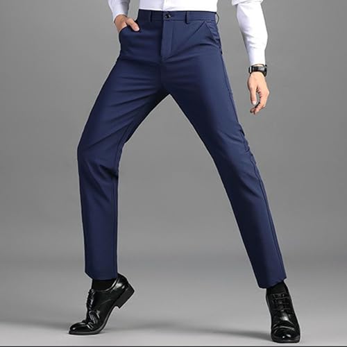 Maiyifu-GJ Men's Business Solid Color Dress Pants Slim Fit Spring Autumn Suit Pants Straight Leg Formal Work Pants​3