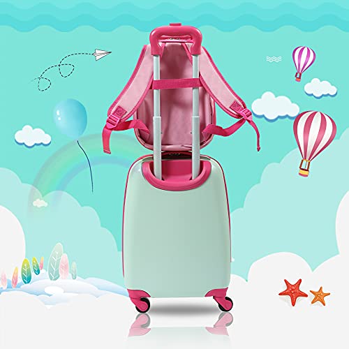 Sandinrayli Kid Luggage Set, 12” Backpack & 16” Kid Carry On Suitcase With Spinner Wheels, Travel Rolling Luggage For Girl #TOP4