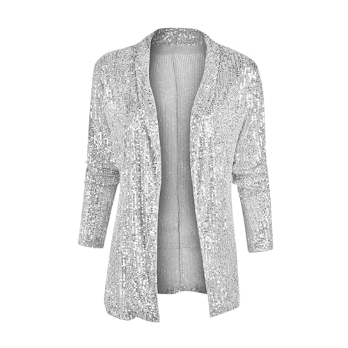 Sparkly Sequin Blazer Women Casual Long Sleeve Glitter Party Shiny Lapel Coat Lightweight Open Front Dress Suit Jacket