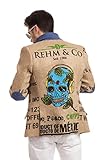 KRATZT ÜBERHAUPT NICHT The Coffee Jacket – Designer Sakko für Herren aus gebrauchten mexikanischen Kaffeesäcken mit authentischem Print (TOTENKOPF) des Kaffeesacks, limitierte Kollektion, Unikat, nachhaltig (52)