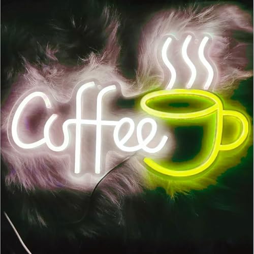 Image of Coffee Bar Sign Wall Decor,LED Coffee Neon Light up Signs for Coffee Station Decor,Coffee Decorations for Coffee Bar Kitchen Decor Accessories,with Dimmable Switch and Hanging Chain,6V USB Powered