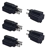 TEWOXIN 5PCS NEMA 5-15P to NEMA 5-20R Power Adapter,15A-20A/125V,3-Prong Grounding Plug to Outlet Converter,for Server,Appliance,Power Tool