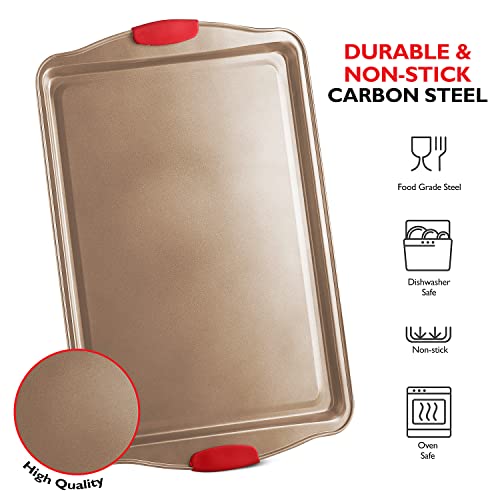 Baking Pan Set, 15 Piece Premium Baking Set, Nonstick Bakeware Sets Bpa Free, Cookie Sheets For Baking Nonstick Set, Steel Baking Sheets For Oven With Muffin Pan, Cake Pan & Kitchen Utensils - Brown #TOP4