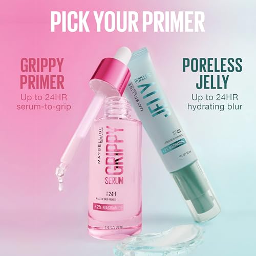 Maybelline New York Maybelline Poreless Jelly Primer, Hydrating, Blurring Makeup Primer with 2% Niacinamide For Up To 24HR Make Up Wear, Clear, 1 Count