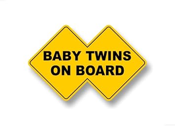 Street Legal Decals Baby Twins On Board 12" Vinyl Decal Yellow Double Diamond Design Car Safety Cute Design Twin Kids Gift Onboard Caution Warning Sign Sticker 7.5 x 12 1 Decal
