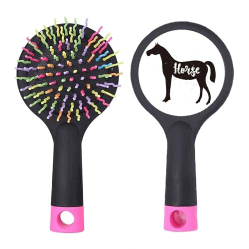 Brosse à cheveux démêlante cheval noir et blanc pour salon de coiffure avec base coussin