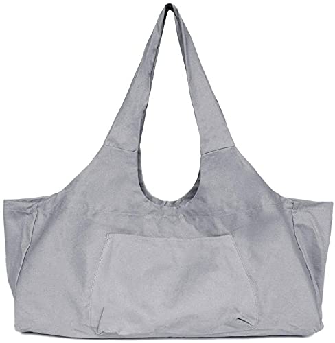 Namvo Grand sac de transport pour tapis de yoga multi-usages avec poche latérale, compatible avec la plupart des tailles de tapis, gris