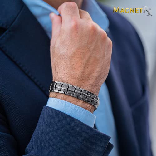 Magnetrx® Ultra Strength Magnetic Bracelet - Effective Stainless Steel Magnetic Bracelets For Men - Adjustable Bracelet Length With Sizing Tool For Perfect Fit (Gunmetal) #TOP5