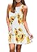 Produktbild Damen Vintage Sommerkleider Damen Casual Ärmellos T-Shirt Kleid Kurzen Blumen Bedrucktes Strandkleider mit Taschen Weiß M