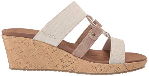 Skechers Women's Slide Wedge Sandal, Natural, 9 #TOP5