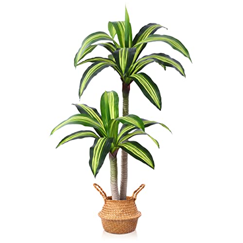 Ferrgoal Artificial Plants, 4 Ft Dracaena Tree Faux Plants Indoor Outdoor Decor Fake Tree with Woven...