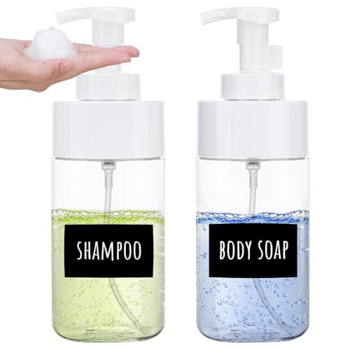 Image of Segbeauty 16.9oz Clear Foam Soap Dispenser, 2pcs Refillable Plastic Foaming Hand Soap Dispenser, 500ml Empty Bathroom Foam Pump Dispensers Set Foaming Pump Bottle for Shampoo Lotion Liquids