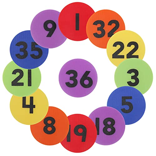 36Pcs Carpet Spot Markers, Windspeed 6 Colors Carpet Markers for Classroom Number Carpet Spot Markers with 1-36 Numbers, Floor Dots Carpet Markers for Teachers Preschool (36)
