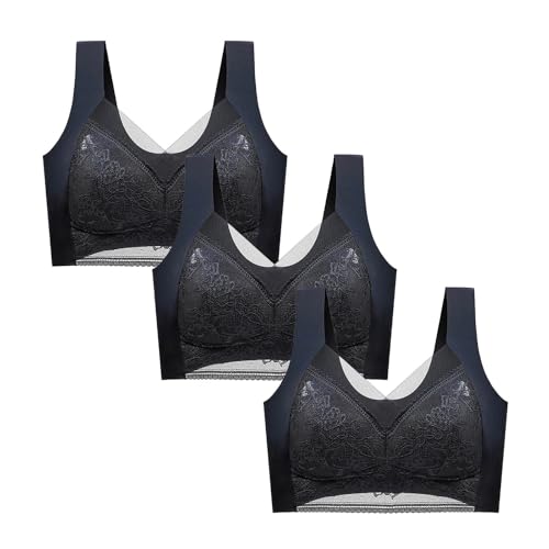 Soutiens-gorge push-up en dentelle lot de 3 brassières sport femme sans armatures col plongeant