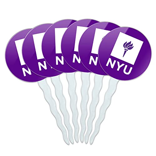New York University Primary Logo Cupcake Picks Toppers Decoration Set of 6