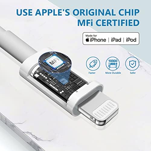 PEAPOLET iPhone Charger Cable, [Apple MFi Certified] Lightning Cables 2 Pack USB-A to Lightning Apple Long iPhone Cable Fast Charging for iPhone 14/13/12/11Pro/Max/XS/X/XR/8/7/6 iPad iPod (6.6 FT)