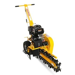 MechMaxx 420cc 15HP E-Start Gas Powered Cable Ditching Trencher, 24'' Trench Depth, 27pcs Carbide Alloy High-Pressure Teeths, TCR1500 (Yellow)
