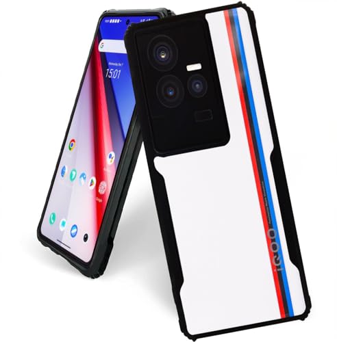 Image of AIBEX Crystal Clear Back Cover Case for IQOO 11 5G | 360 Degree Protection | Shock Proof Design | Transparent Back Cover Case (PC & TPU, Black Bumper)