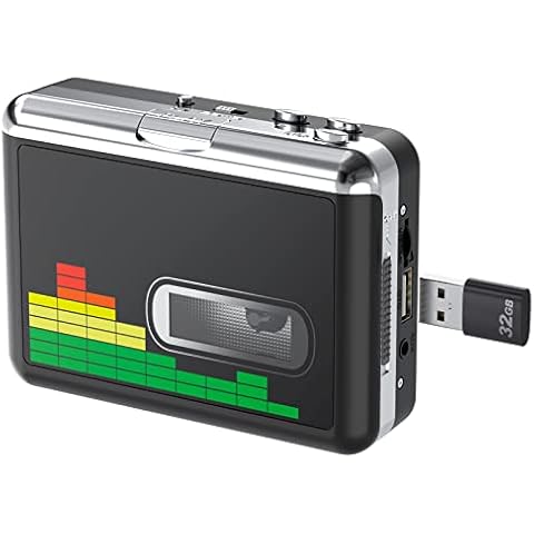 DIGITNOW USB Cassette Player, Portable Walkman Stereo Tape to MP3 Converter, Audio Music Recorder to MP3 Digital File Converter with Earphones, No PC Required, Black, BR607 Cover
