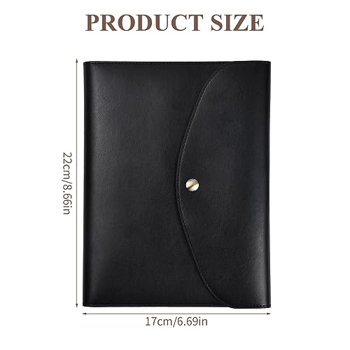 A5 Rechargeable Couverture Cuir (PU) de Livre avec Cahier, 23 x 17 - Noir pour a5, avec Porte-stylo, Fermoir Magnétique, Rangement Intérieur – vue 2