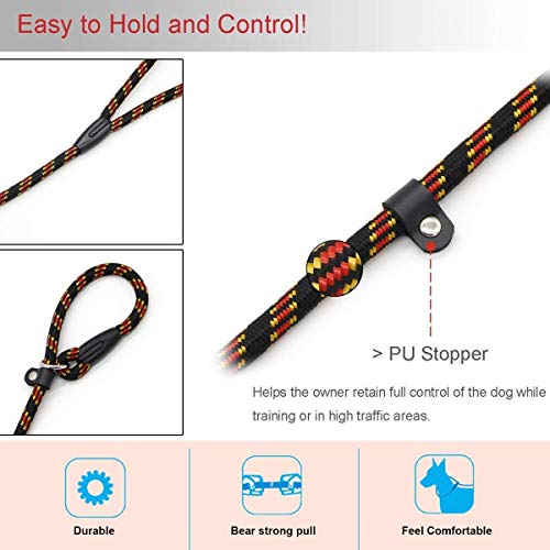 Coolrunner Durable Dog Slip Rope Leash, 5 Ft Dog Training Leash, Strong Slip Lead, Standard Adjustable Pet Slipknot Leash For Small Medium Dogs(10-80 Lb) Black #TOP2