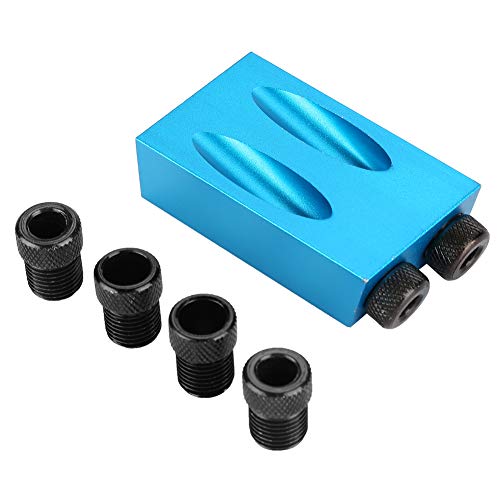 Prowadnica do obróbki drewna 15 stopni, pozycjoner otworów skośnych, otwór kieszonkowy 6/8/10 mm, narzędzie do wyszukiwania drewna, kołki, zestaw Jig Kit, niebieski