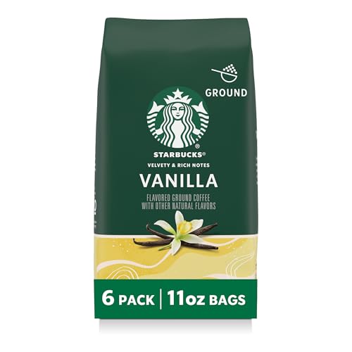 Starbucks Ground Coffee, Flavored Hot or Iced Coffee, Vanilla, Six 11 oz Bags​