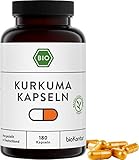 180 Kapseln sind ausreichend für den Bedarf von 1 Monat | jede Kapsel ist mit 500mg reinem Bio Kurkumapulver gefüllt | 4000 mg bio Kurkumapulver je Tagesdosis (8 Kapseln)