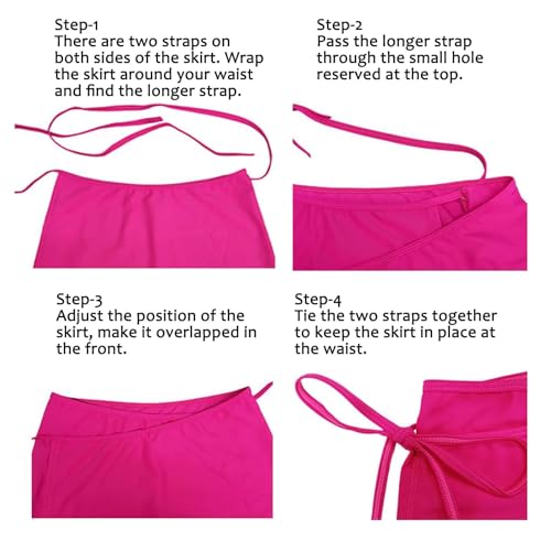 JadeRich Women's Overlapped Side Tie Wrap Skirt Beach Swimwear Tankini Bikini Cover-up (No Brief)2